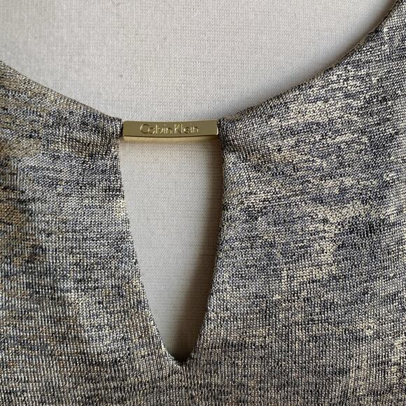CALVIN KLEIN Tank Womens Sz XL Gold Metallic Holiday - Picture 3 of 6